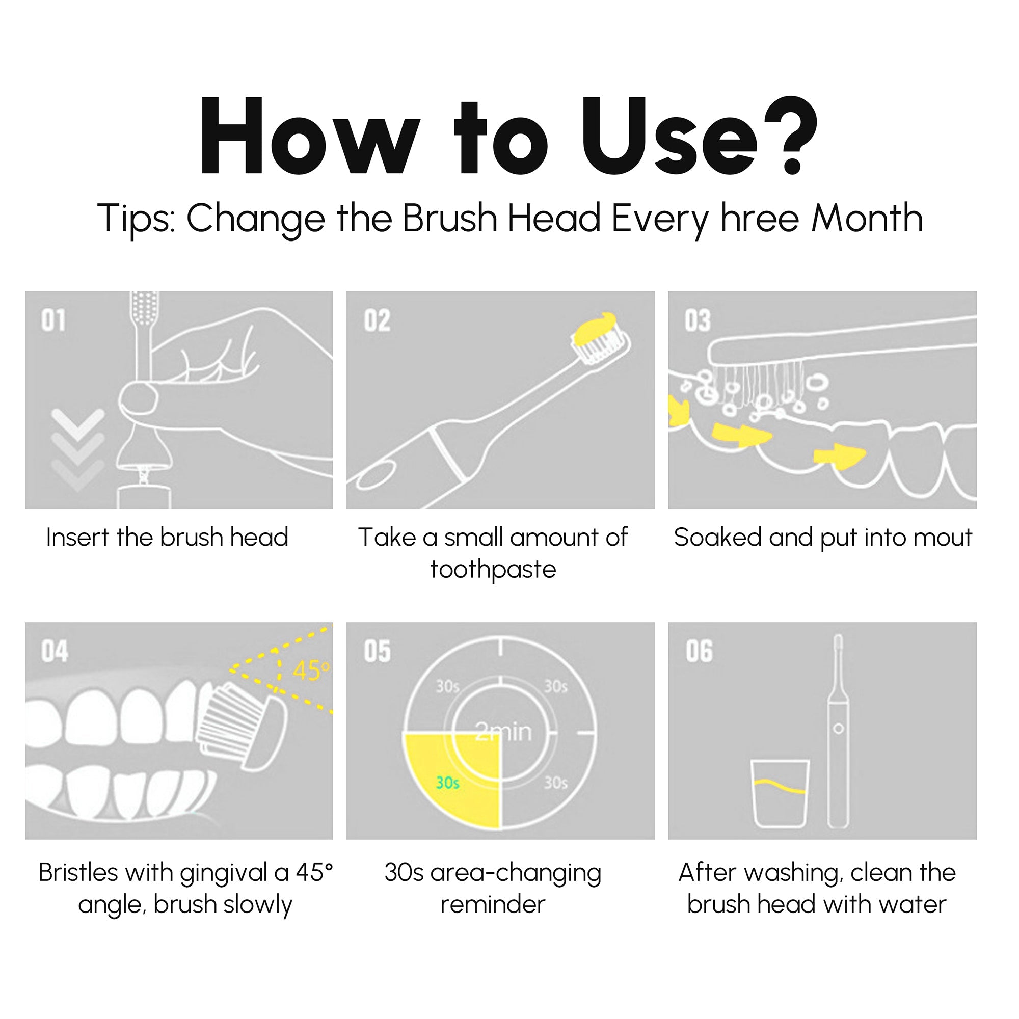 Toothbrush for Adults with 6 Modes and 8 Brush Heads 42000rpm Sonic