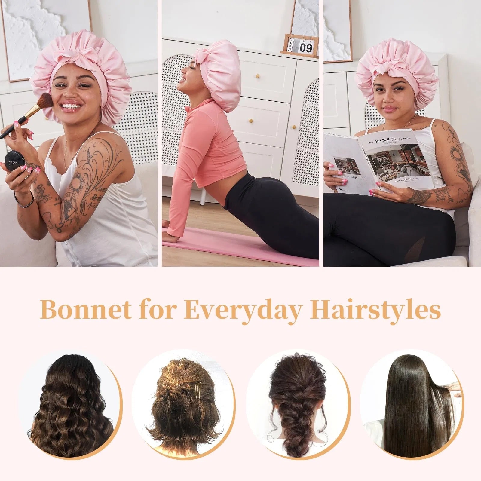 Silk Bonnet For Sleeping Women, Satin Hair Bonnet For Sleeping For