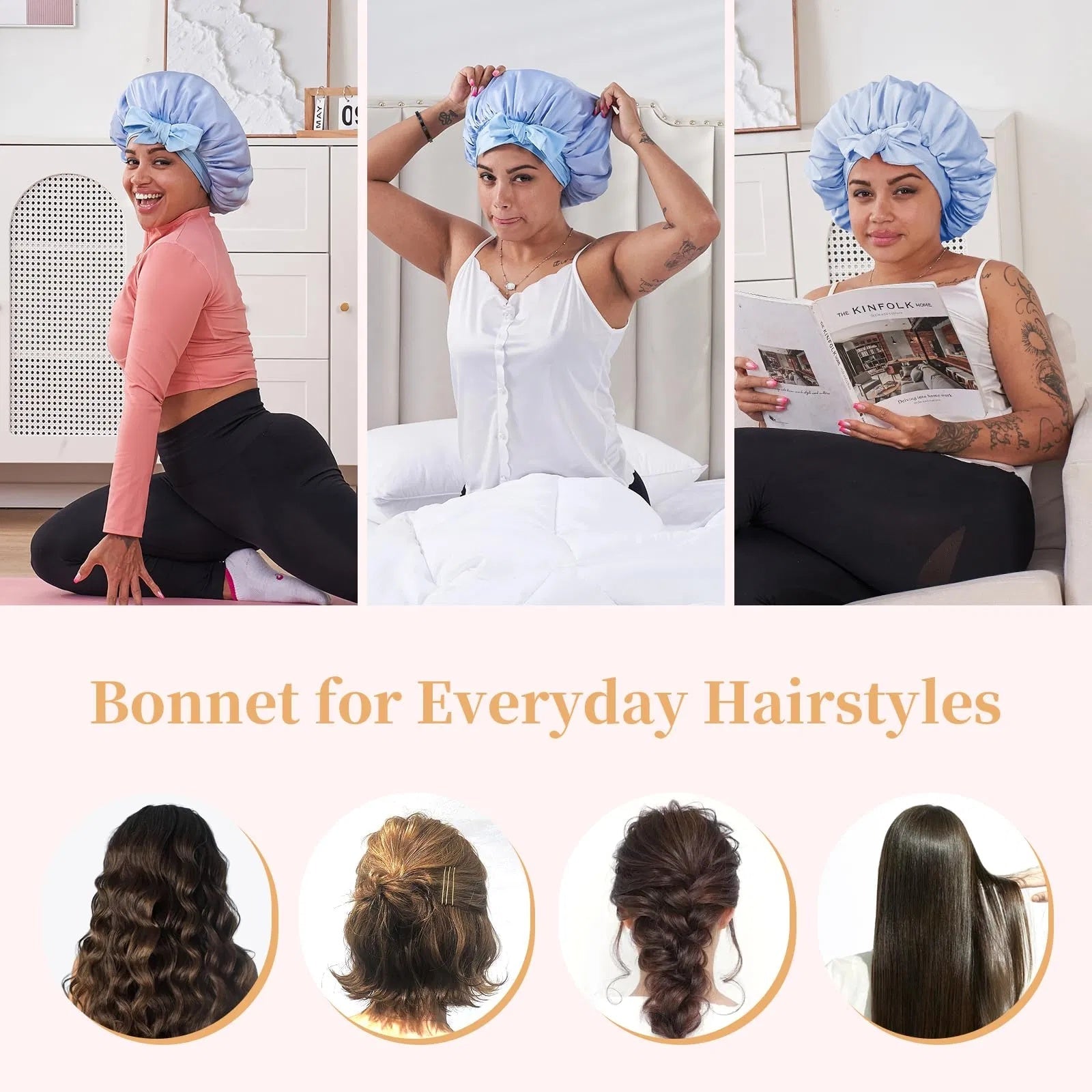 Silk Bonnet For Sleeping Women, Satin Hair Bonnet For Sleeping For