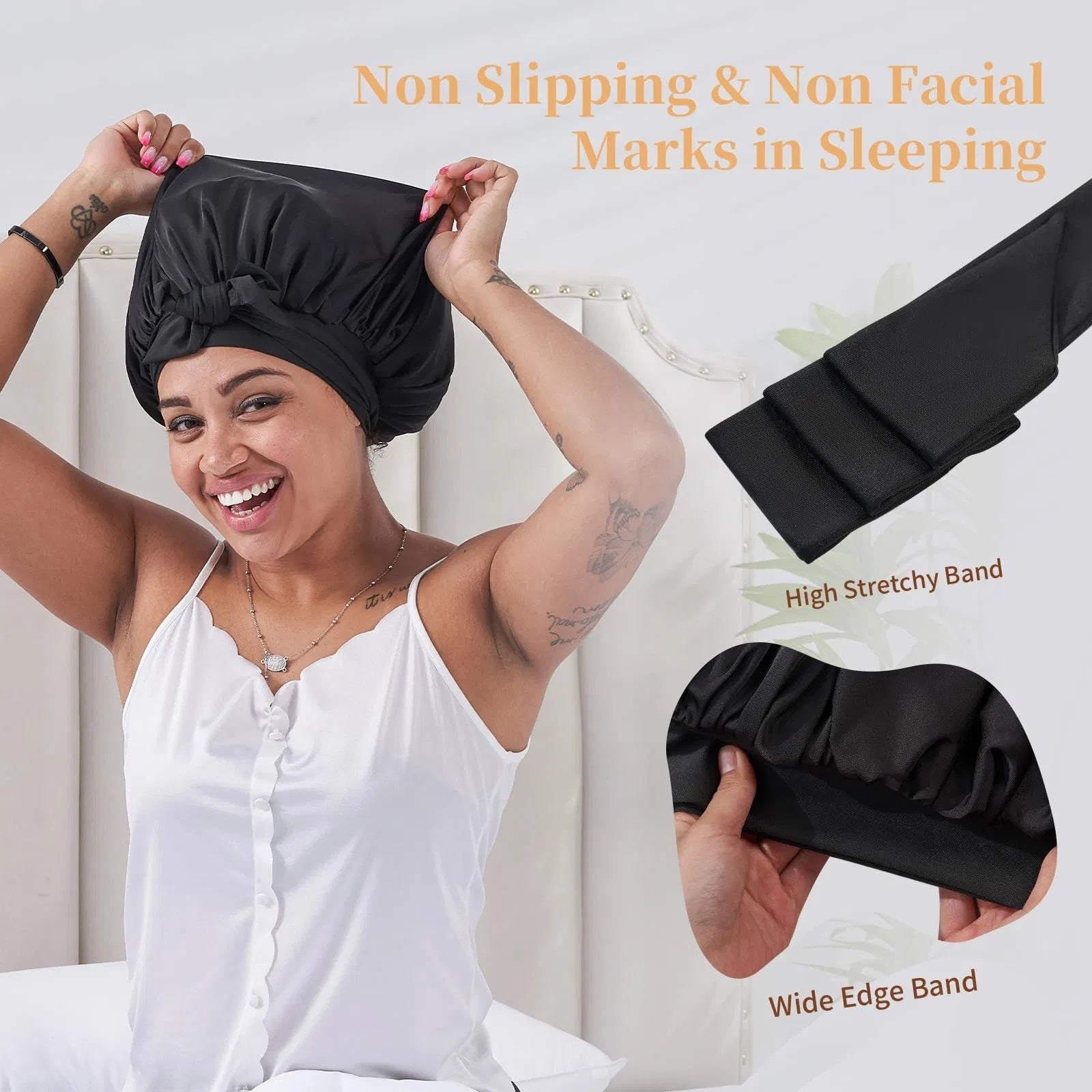 Silk Bonnet For Sleeping Women, Satin Hair Bonnet For Sleeping For