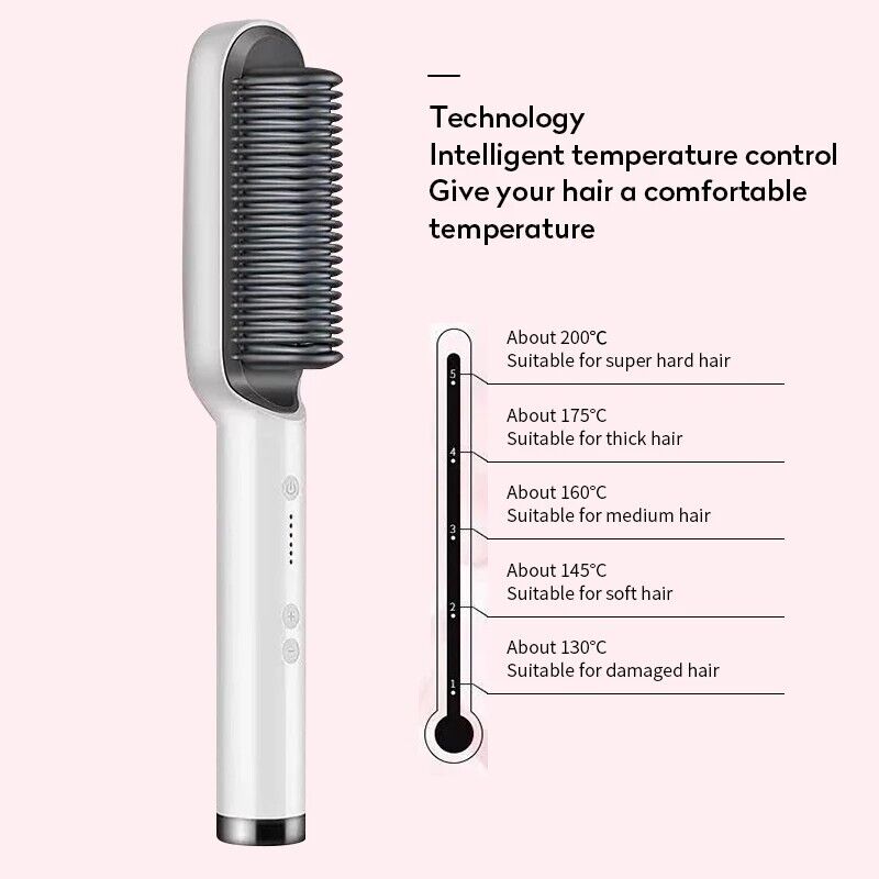 Hair Straightener Brush Straightening Curler Hot Comb Electric
