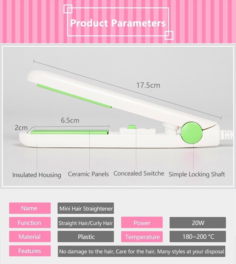 Mini Portable Hair Iron Hair Straightener Curler Professional Hair
