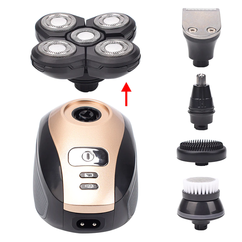 5-in-1 Rotary Electric Shaver 4D Rechargeable Bald Head Hair Beard