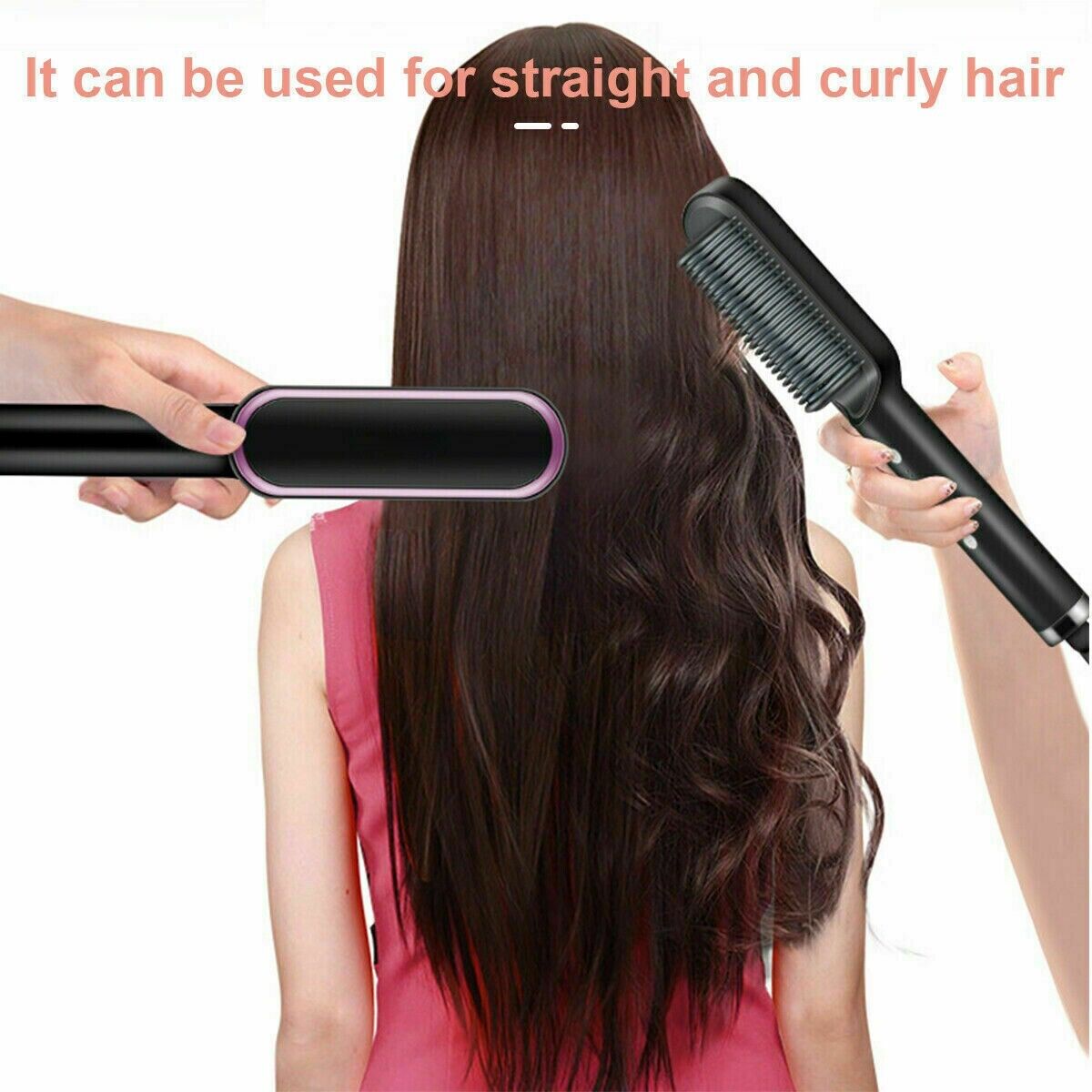 Hair Straightener Brush Straightening Curler Hot Comb Electric