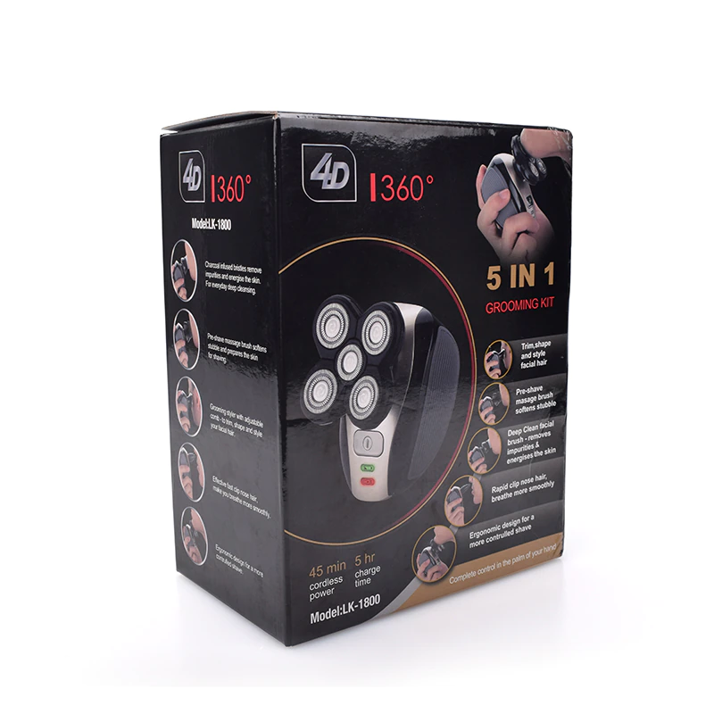 5-in-1 Rotary Electric Shaver 4D Rechargeable Bald Head Hair Beard