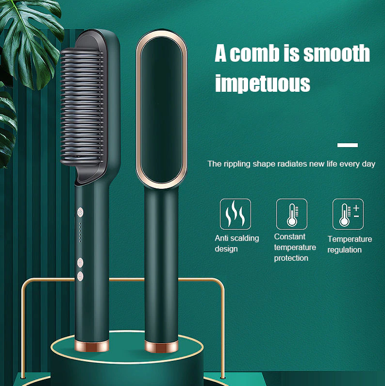 Hair Straightener Brush Straightening Curler Hot Comb Electric