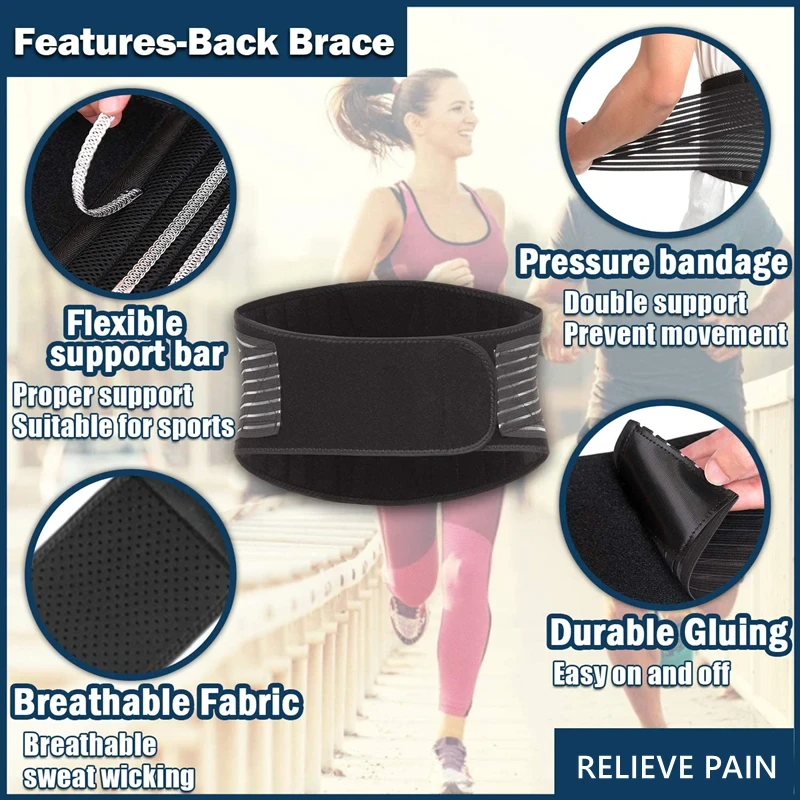 Lower Back Support Brace Lumbar Waist Belt Double Pull Breathable Belt