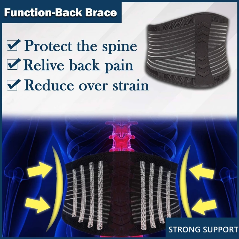 Lower Back Support Brace Lumbar Waist Belt Double Pull Breathable Belt