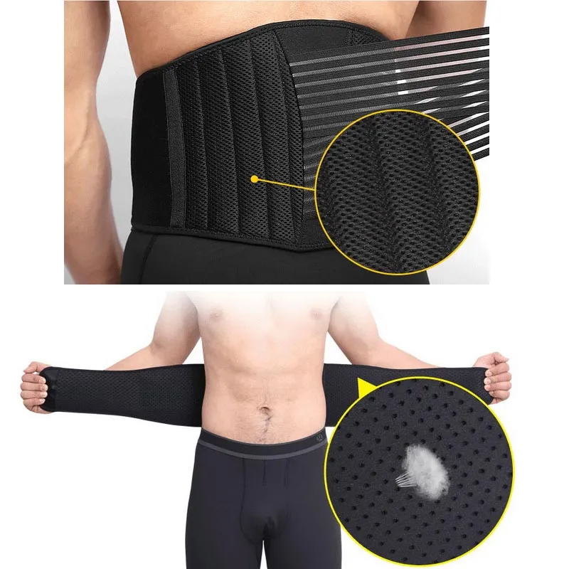 Lower Back Support Brace Lumbar Waist Belt Double Pull Breathable Belt