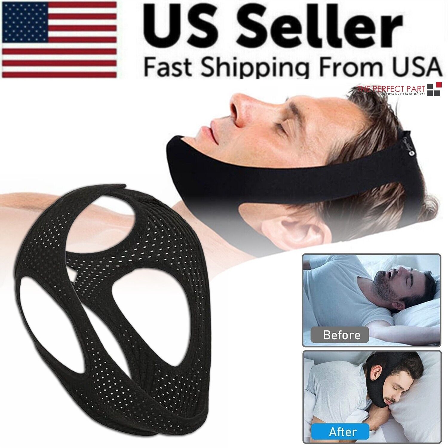 Anti Snoring Chin Strap Sleep Apnea Snore Stop Belt Snoreless Sleep