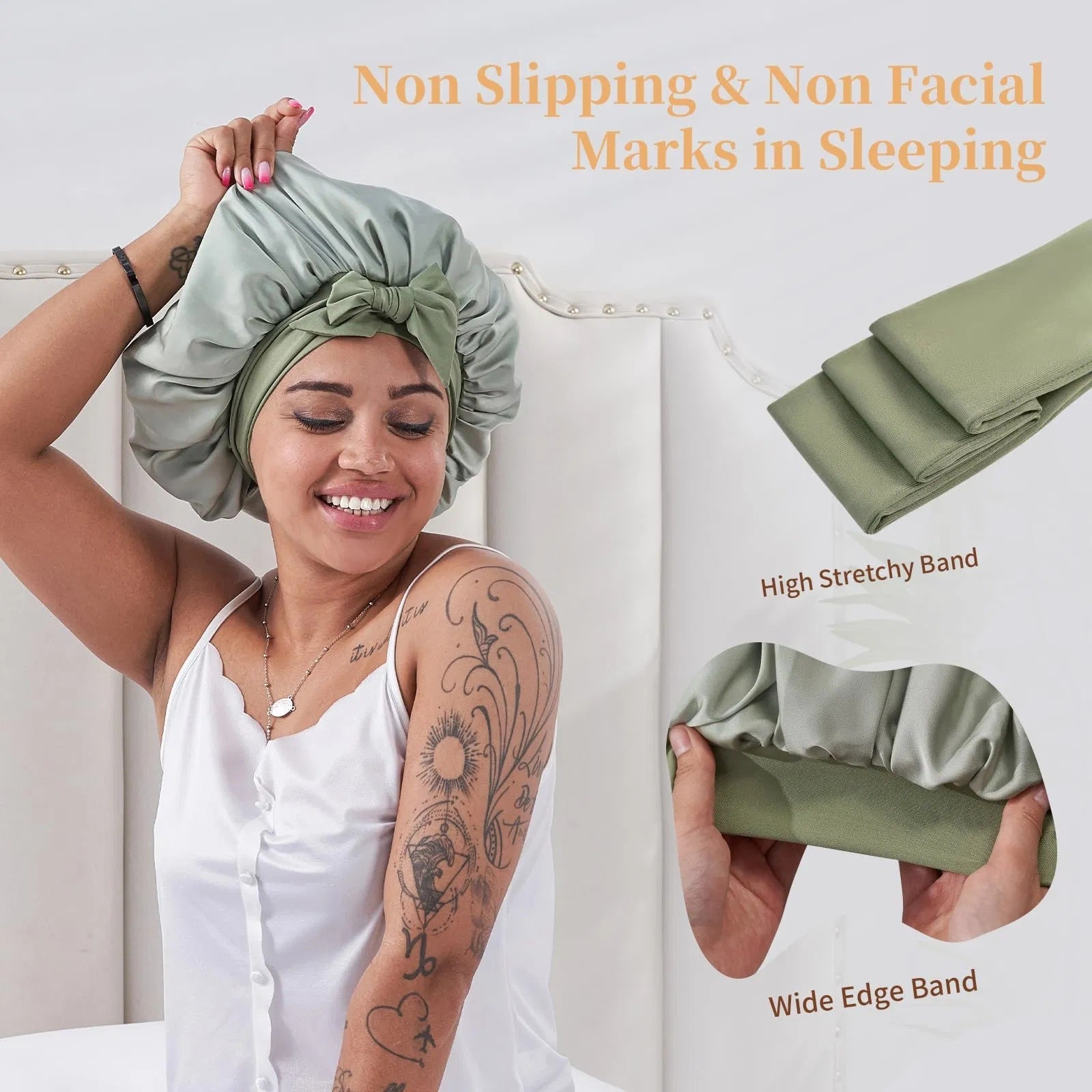 Silk Bonnet For Sleeping Women, Satin Hair Bonnet For Sleeping For