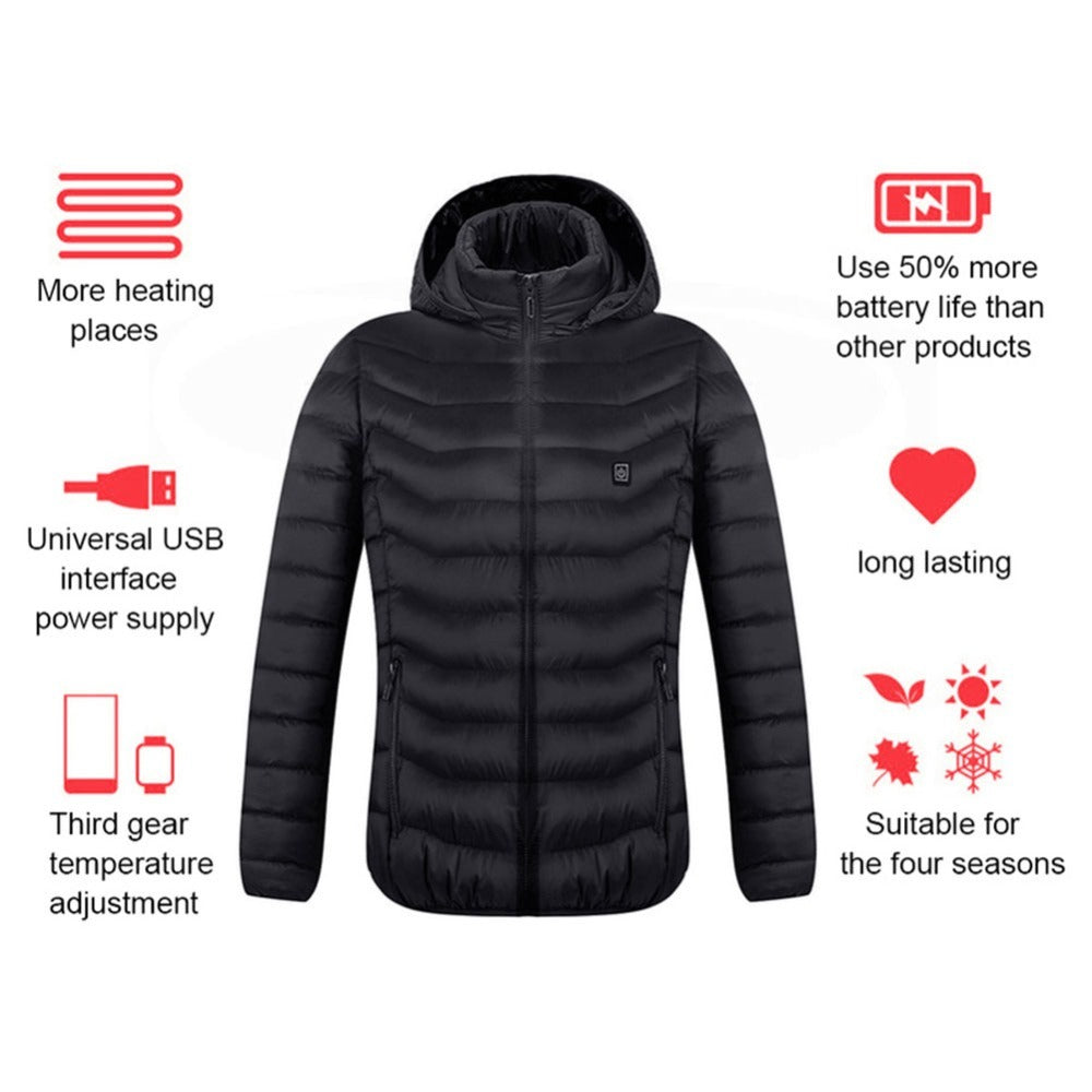 New Heated Jacket Coat USB Electric Jacket Cotton Coat Heater Thermal