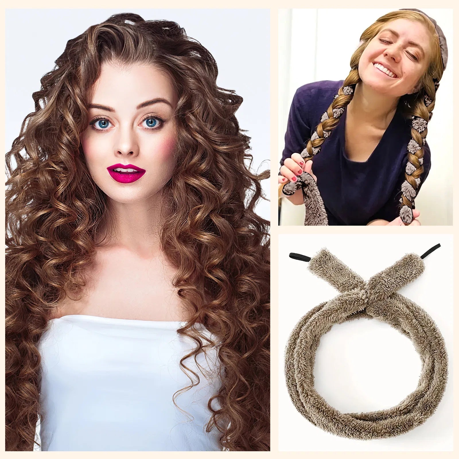 Satin Heatless Hair Curler, Lazy Natural Soft Wave DIY Heatless Curls
