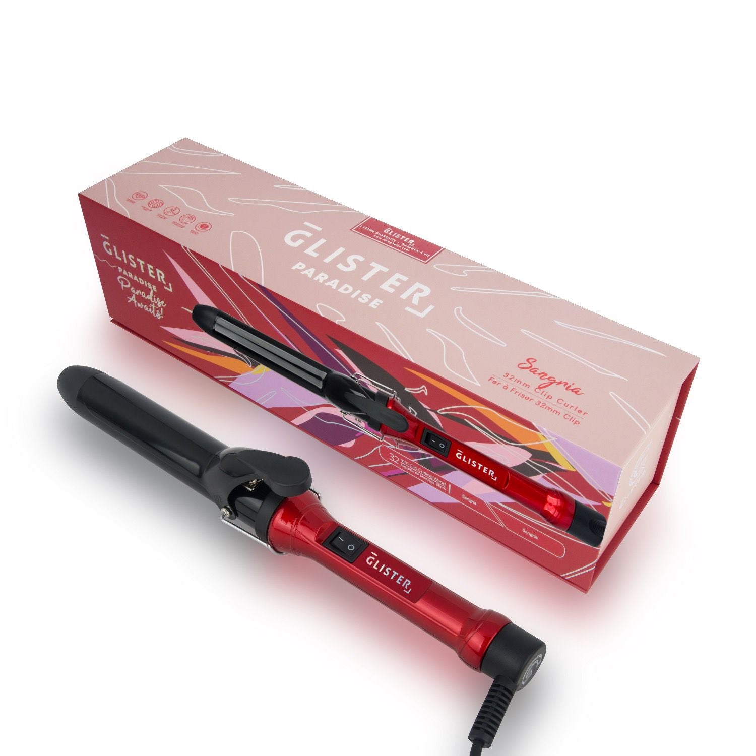 Paradise 32mm Max Volume Clip Curler - Sangria